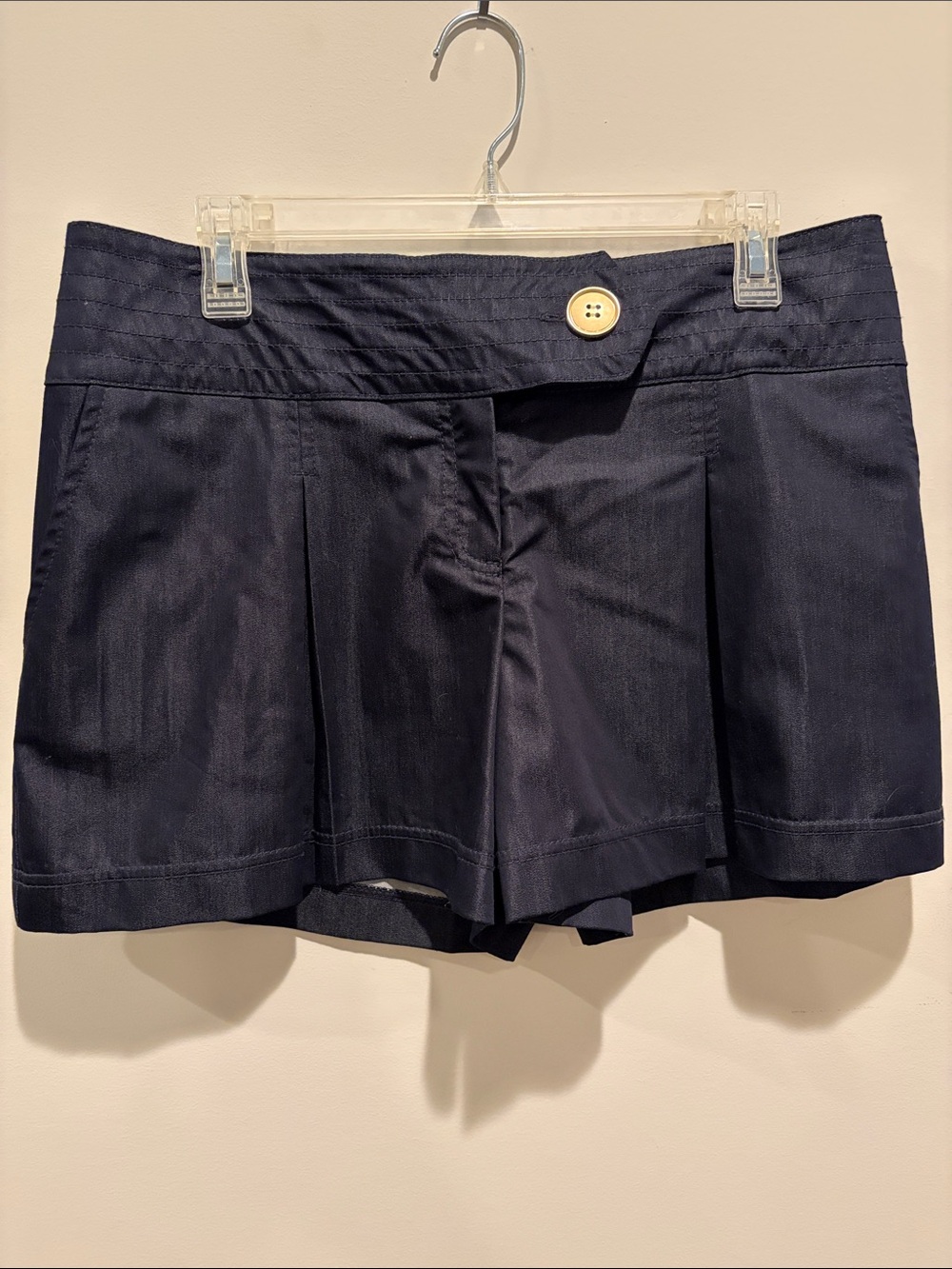 Cache Navy Pleated Skort with Contrast Button